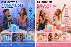 Wireless Bluetooth Karaoke Speaker with Dual Microphones