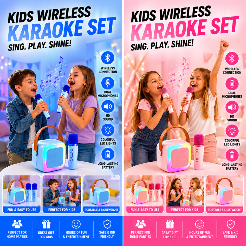 Wireless Bluetooth Karaoke Speaker with Dual Microphones